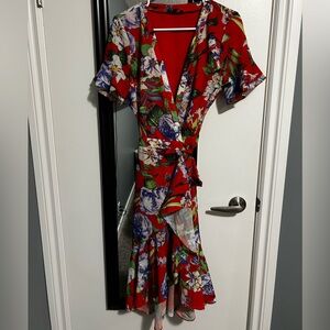 Fashion Nova Red Floral Maxi Dress